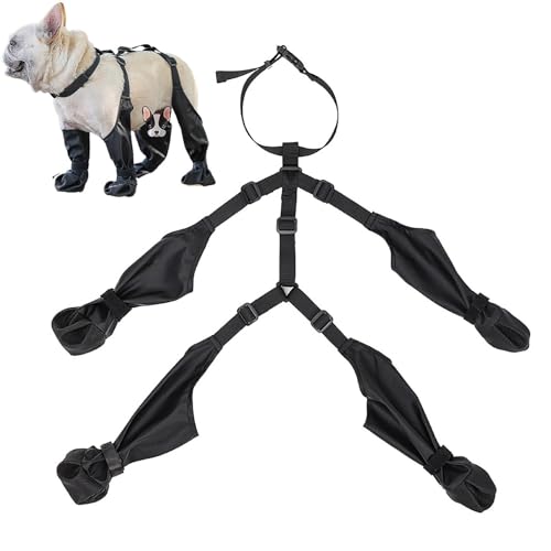 Glugahrif Stiefel mit Riemen für Hunde, rutschfeste Schuhe, Hundestiefel, Hundestiefel, Stiefel und Hausschuhe für Hunde, Schutzstiefel für Hunde von Glugahrif