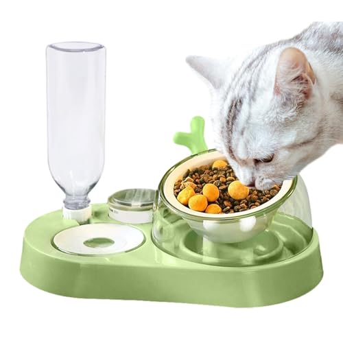 Katzenfutter- und Wassernapf-Set, Katzenfutterstation und Wasserspender, Katzentränke mit langsamer Fütterung, automatische geneigte Futterschüssel, Futternäpfe für Tiere von Glugahrif