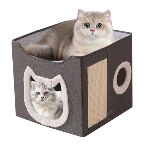 Katzenhaus, faltbar, Möbelzelt für Kätzchen, 2-lagig, mit Kratzbrett und Ball, für Katzen, Hunde, Haustiere, drinnen und draußen Katzenhaus, faltbar, Möbelzelt für Kätzchen, 2-lagig, mit Kratzbrett und Ball, für Katzen, Hunde, Haustiere, drinnen und draußen von Glugahrif