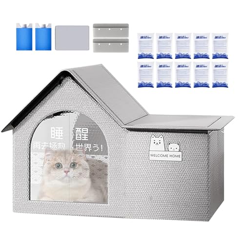 Kühlhaus für Katzen im Freien | Kühlzelt faltbar für Tiere, atmungsaktiv und tragbar mit Eisbeutel für Hunde und Katzen auf Terrasse Balkon Kühlhaus für Katzen im Freien | Kühlzelt faltbar für Tiere, atmungsaktiv und tragbar mit Eisbeutel für Hunde und Katzen auf Terrasse Balkon von Glugahrif