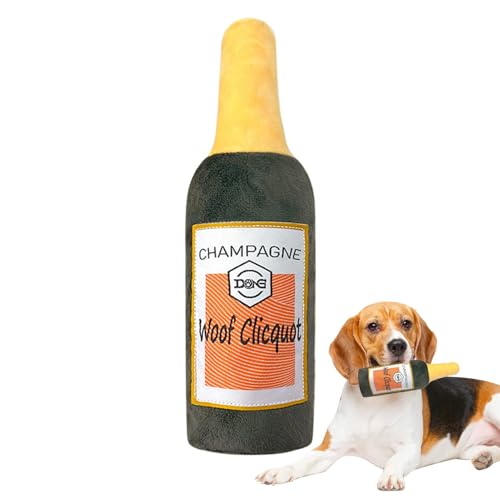 Plüsch Flasche Hundespielzeug, Hundemande -Spielzeugflasche - Ausgestopfte Bierflasche kauen Quietschplätze - Hundequietschers Anreicherung, interaktive Spiele Welpe Zahnen für kleine mittelgroßen von Glugahrif