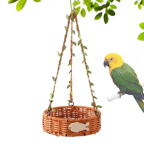 Vogel Schaukel,Atmungsaktive Hängematte - Handgewebt Atmungsaktiv Nachbildung Rattan Retro Für Lori Kanarienvogel Zum Schlafen Klettern Drinnen Draußen Vogel Schaukel,Atmungsaktive Hängematte - Handgewebt Atmungsaktiv Nachbildung Rattan Retro Für Lori Kanarienvogel Zum Schlafen Klettern Drinnen Draußen von Glugahrif
