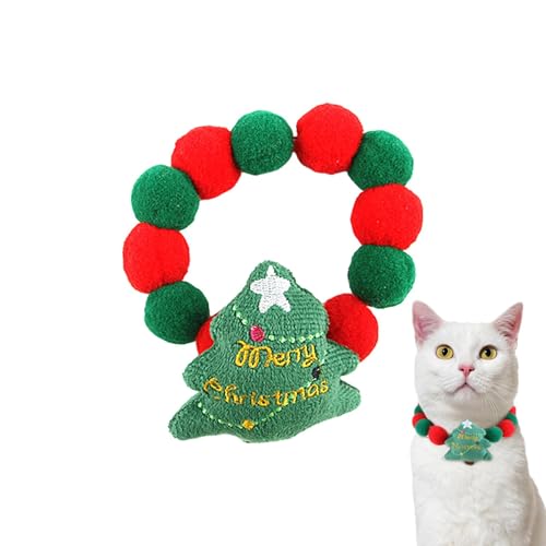 Weihnachtshalsbänder für Hunde, Weihnachtshalsband für Katzen, Kugelhalsband, grün, rot, für Katzen | Dekorativer Schal für Weihnachtsbaum für Katzen, Halsband für Haustiere, Zubehör verstellbar von Glugahrif