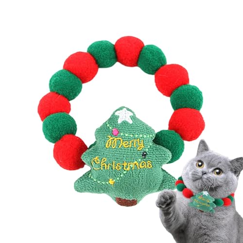 Weihnachtshalsband für Katzen, Weihnachtshalsband für Katzen, Urlaubs-Katzenhalsband, grüne Kugel, rot – Katze, benutzerdefinierte Ornamente, Weihnachtsbaumschmuck, Urlaubsbevorzugung, Halsband für von Glugahrif