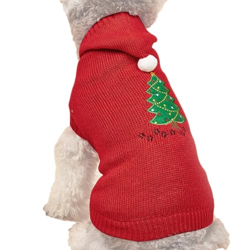 Weihnachtsoutfit für Hunde, Weihnachtskostüm für Hunde | Wintermantel für Hunde mit Hut und Weihnachtsbaummotiv | Hundepullover, Kleidung für Welpen für kaltes Wetter von Glugahrif