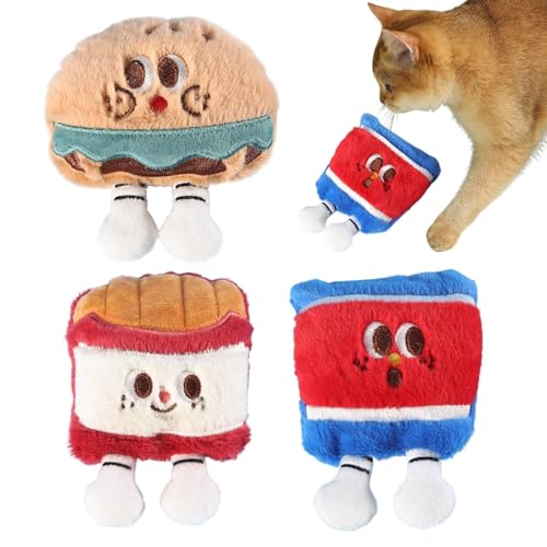 Gmokluytw Cat Nip Toys, Catnip Cat Toys | 3-teilige gefüllte Kätzchen-Plüsch-Sets - Katzenpuzzle mit Glocken, Haustierkauball, Innenunterhaltungskit, super weich für Bewegung von Gmokluytw