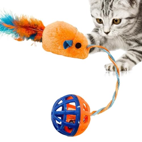 Gmokluytw Fuzzy-Mäuse-Katzenspielzeug,Katzen-Mäuse-Spielzeug | Interaktives Katzenspielzeug für den Innenbereich | Lustiges Katzen-Mäuse-Spielzeug mit Glocke für Hauskatzen, von Gmokluytw