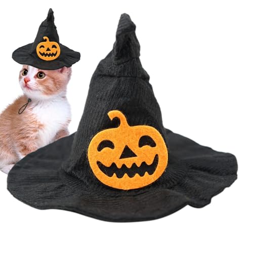 Gmokluytw Halloween Haustierhut,Halloween Hund Hexenhut | Fledermaus Design Kätzchen Hexenhut - Größenverstellbare Kätzchenmütze für Haustierliebhaber, Foto-Requisiten, die Keine Haare verlieren von Gmokluytw