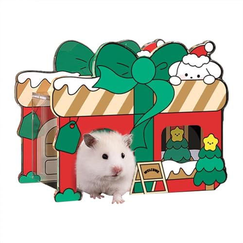 Gmokluytw Hamsterhaus – Frettchen-Weihnachtsversteck für Frettchen, tragbares Frettchenhaus, Tunnel, kleine Tiere mit Spielzeug für Frettchen, Igel, Chinchillas von Gmokluytw