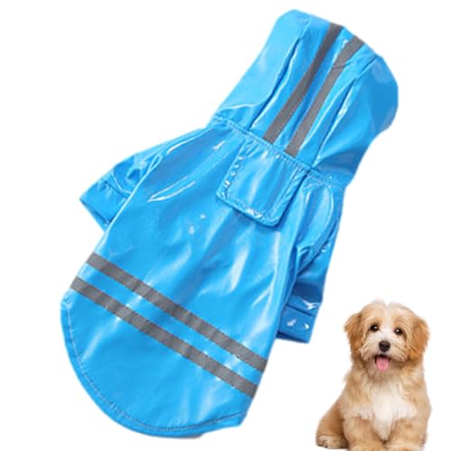 Gmokluytw Hunderegenjacke, Regenmäntel für Hunde - Reflektierender PU-Regenmantel-Poncho mit Kapuze,Wasserdichter Regenmantel, leichte Regenponchojacke für Hunde und Katzen von Gmokluytw