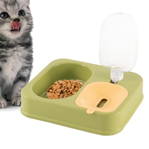 Gmokluytw Katzennäpfe für Futter und Wasser, Katzenfutter- und Wassernapf-Set,2-in-1-Fressnäpfe mit automatischem Gewichtswasser | Automatischer Trinkflaschen-Futterspender für Hunde, Futter- und von Gmokluytw