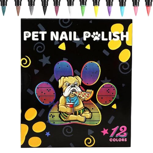 Gmokluytw Nagellack für Katzen, Nagellack-Set für Hunde, schnell trocknender Nagellack mit weicher Spitze – Nagellack-Set in 12 Farben, Nagellack für Katzen von Gmokluytw