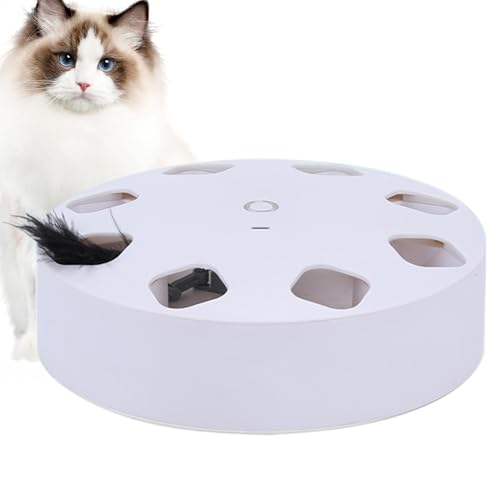 Gmokluytw USB wiederaufladbares Katzenspielzeug, Katzenfederspielzeug automatisch - Katzen-Übungsspielzeug Schlagspiel - Federspielzeug mit 7 Löchern, wiederaufladbares Katzenspielzeug, von Gmokluytw