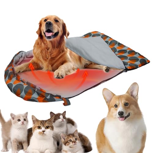 Gmokluytw Warmer Schlafsack für Katzen, Schlafsack für Haustiere, Matte für Haustiere, warm und wasserdicht, beheizt, Campingbett für Hunde von Gmokluytw