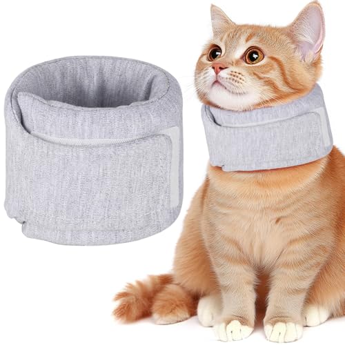 GmwyCzV Halskrause Katze, Einstellbarer Halskrause Katze Halsband, 20-28CM Katzenkragen, Grau Halskrause Katze Weich, Katzenkrause für Katzen Kleiner Hunde Nach Operation und Verletzungen (Größe M) von GmwyCzV