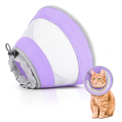 GoGoPaw Katzenkegel, atmungsaktives Katzenhalsband, weich, verstellbarer Katzenkegel, um das Lecken zu stoppen, wasserabweisender Halskegel für Katzen mit Luft-Mesh, schützendes Katzenhalsband für von GoGoPaw