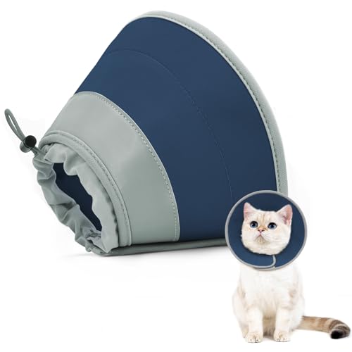 GoGoPaw Katzenkegel, verstellbares Katzenkegel-Halsband, weich, um Lecken zu stoppen, faltbar, niedliche Katzenkegel-Alternative, wasserabweisender Halskegel für Katzen, leichtes Katzenhalsband für von GoGoPaw