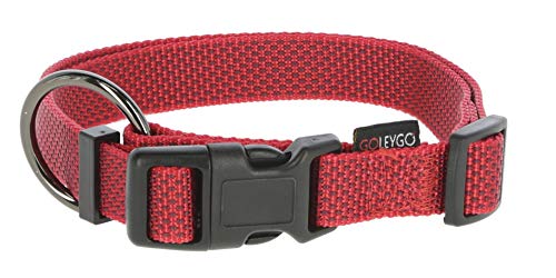 GOLEYGO Hundeleine Flat + Halsband, Rot, Größe M 1,4-2m, Sicherer Magnetverschluss, Inkl. Adapter-Pin, Hundeleine für kleine & große Hunde bis 60kg, Maximale Belastung 200kg von GoLeyGo