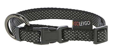 GOLEYGO Hundeleine Flat + Halsband, Schwarz, Größe M 1,4-2m, Sicherer Magnetverschluss, Inkl. Adapter-Pin, Hundeleine für kleine & große Hunde bis 60kg, Maximale Belastung 200kg von Kerbl