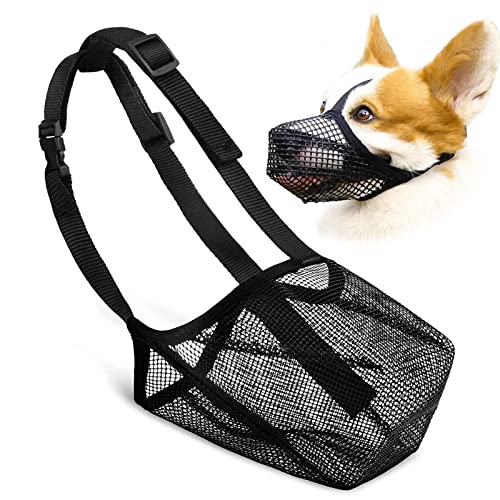 Nylon Mesh Hundemaulkorb,Verstellbarer Atmungsaktiver Mesh Maulkorb,Atmungsaktiver Maulkorb für mittelgroße Hunde,Hundemaulkorb aus Nylon für das Training,mit Überkopfgurt,Verhindert Beißen (XS) von GoPaw