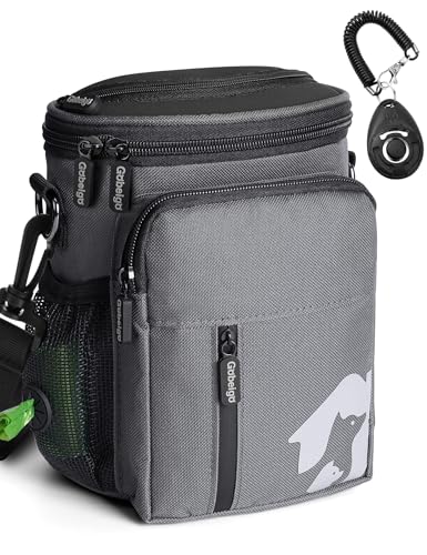 Gobeigo Hundeleckerlis Tasche und Trainingsklicker, Leckerli Tasche für Hunde, Leckerlibeutel mit Kotbeutelspender, Gürteltasche für Hunde, Welpen-Tasche zum Gassi Gehen von Gobeigo