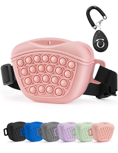 Gobeigo Silikon Hundeleckerli Beutel mit Hunde Trainingsclicker, Magnetischem Verschluss Tasche für Leckerlis, Welpentraining oder Hundespaziergänge, Hüftgürtel Fanny Pack(Rosa) von Gobeigo