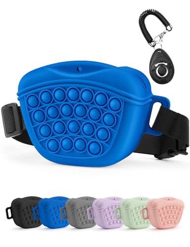 Gobeigo Silikon Hundeleckerli Beutel mit Hunde Trainingsclicker, Magnetischem Verschluss Tasche für Leckerlis, Welpentraining oder Hundespaziergänge, Hüftgürtel Fanny Pack (Blau) von Gobeigo