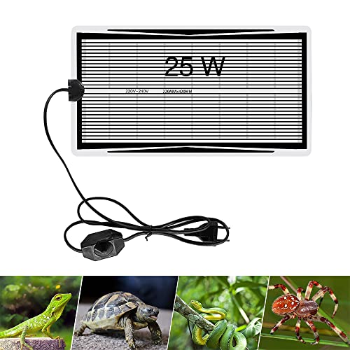 Gobesty Heizmatte Terrarium, 25W Einstellbar Reptil Heizmatten, Terrarium Heizkissen mit Temperaturregelung Reptilien Wärmematte für Schildkröte Schlangen Eidechse Spinne Gecko Amphibien(42 * 22cm) von Gobesty