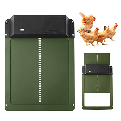 Gobesty Hühnerklappe Automatisch Mit Lichtsensor, Türöffner Hühnerstall, Automatische Hühnertür, Elektrische Hühnerklappe Batterie Chicken Coop Für Sichere Hühneraufzucht, Grün von Gobesty