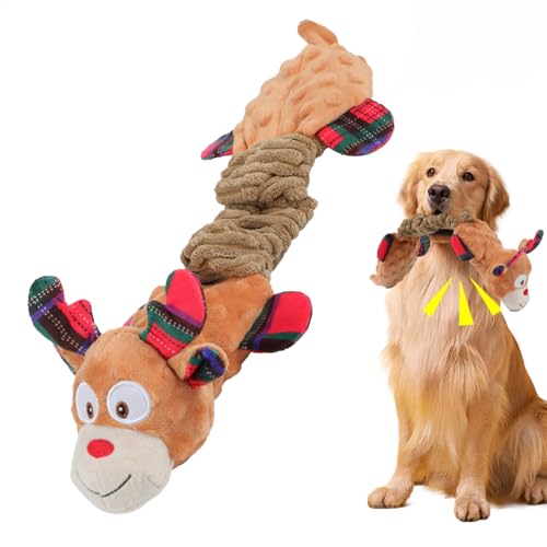 Gobesty Hundespielzeug Weihnachten, Plüsch Hundespielzeug Quietschend für Große Kleine Hunde, Interaktives Hundespielzeug Welpen, Tauziehen Hunde Spielzeug Kauspielzeug Hund für Hunde gegen Langeweile von Gobesty