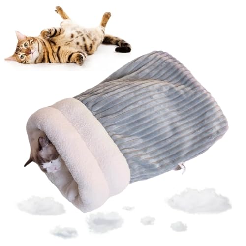 Cat Sleeping Bag, Cat Winter Sleeping Bag, Cozy Cat Sleeping Bag for Indoor Cats, Soft Plush Cat Sack Self Warming Cat Cave Bed (Blue,L) von GodbTG