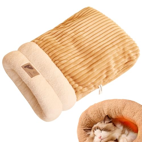 Cat Sleeping Bag for Indoor Cats, Cat Winter Sleeping Bag, Cat Bed Cave Sleeping Bag, Cat Winter Sleeping Bag Soft Plush Cat Sack Self Warming Cat Cave Bed (Brown,L-21.3" x 17.7") von GodbTG