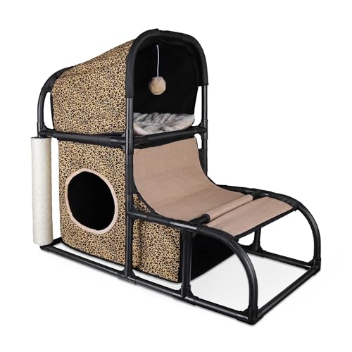 Goetland Modern Katzen Wohnung Katzenbaum Klein Kratzbäume für Katzen Bett Katzen Haus Katzenbett Höhle Kratzsäule Katzenhaus Katzen Zubehör 85 cm von Goetland