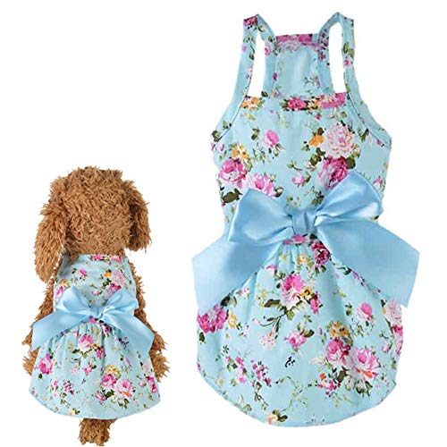 Gofeibao Haustierkleid, Welpenkleid, Sommerkleidung, Welpenkleidung, Hundekleid für den Sommer, glitzerndes Hundekleid, Haustier-Partykleid, Rock für kleine Hunde, Blau, Größe M von Gofeibao