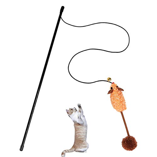 Gofeibao Katzenspielzeug Katzenspielzeug für Indoor Katzen Katze Angelrute Spielzeug Katze Teaser Katzenspielzeug Stick Katze Feder Spielzeug Katze Zauberstab Katzenspielzeug mit Federn A von Gofeibao