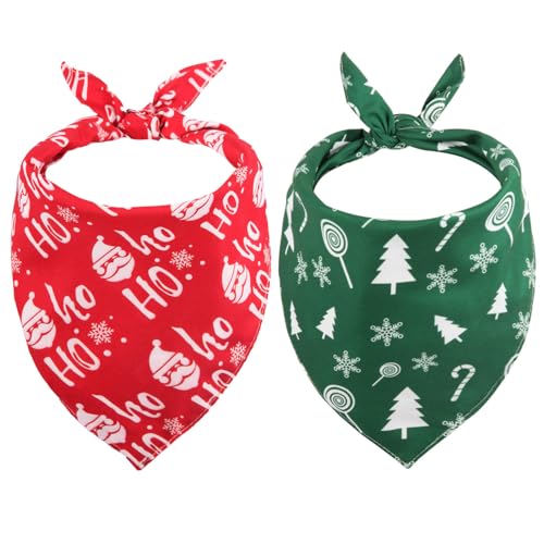 Gofshy 2 Stück Weihnachten Hund Halstücher für Hund Haustier Schal für Junge Mädchen Urlaub Bandana Lätzchen Taschentuch für große und extra große Hunde von Gofshy