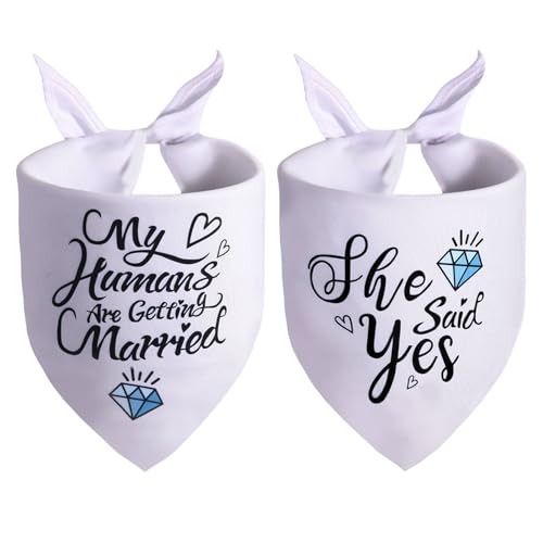 Hundehalstuch mit Aufschrift "My Humans are Getting Married She Said Yes", Verlobungsfeier, Hochzeitsfoto-Requisite, Haustier-Schal, Verlobungsankündigung, Brautzubehör (weiß) von Gofshy