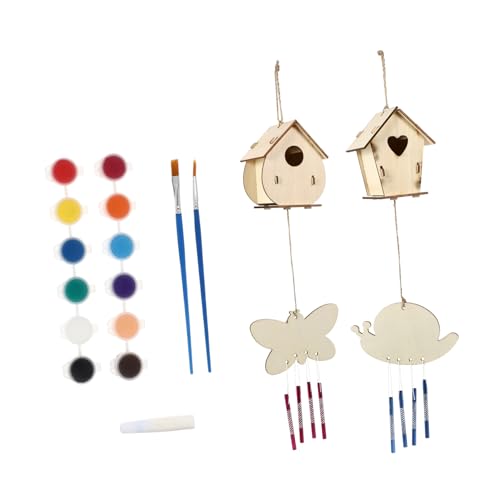 Gogogmee 1 Satz Vogelhäuschen Aus Holz Selber Machen Handdekor Vogelhaus Malen Kleines Outdoor-spielset Spielzeug Für Draußen Unfertige Vogelhäuschen Blockhaus-bausatz Outdoor-dekor Hölzern von Gogogmee