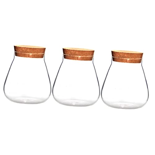 Gogogmee 3 STK Flasche aus Korkglas Süßigkeitenbehälter Obstschale pflanzenterrarium glasgefäß Aufbewahrungstopf saftiger Pflanzentopf Flasche aus Glas mit hohem Borosilikatgehalt Brown von Gogogmee