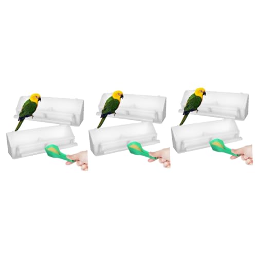 Gogogmee 3 Sets Käfig Futterbox Vogelfutterlöffel Vogelfutterspender Vogelkäfige Wasserspender Vogelkäfig Sittich Futterhalter Vogel Wasserspender Papageien Futterspender von Gogogmee