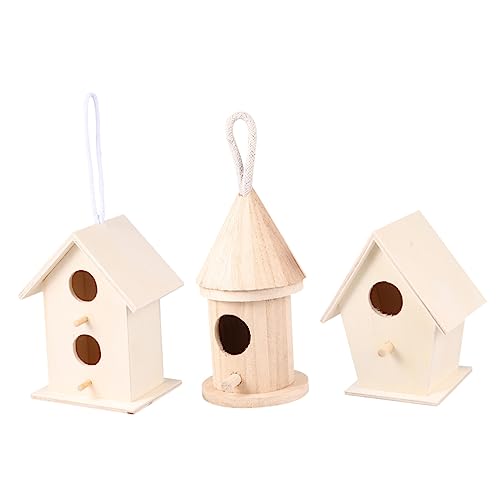 Gogogmee 3St Vogelnest aus Holz DIY Vogelhaus dekoratives Vogelhaus Papageienversteckhütte Vogel hängender Barsch hängendes Vogelhaus Outdoor-Dekor Vogelbett Käfigzubehör Protokoll von Gogogmee