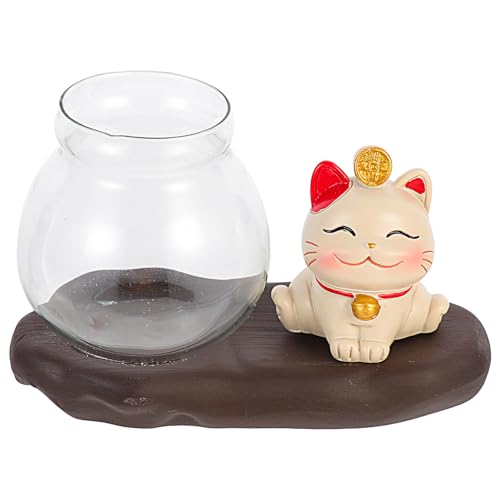 Gogogmee Lucky Cat Hydroponik bürodeko büro Dekoration blumenkübel für freundinen Glückskatze Pflanzgefäß für Zimmerpflanzen tischdeko Desktop-Hydrokulturvase Vasenschmuck Harz von Gogogmee