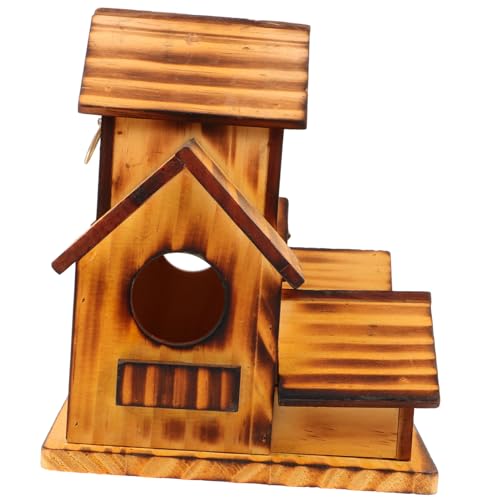 Gogogmee Vogelhaus Aus Holz Wetterfestes Nistkästen Für Gartenvögel Handgefertigtes Vogelhäuschen Aus Kiefernholz Ideal Für Den Außenbereich Einfache Aufhängung Naturbelassenes Design von Gogogmee