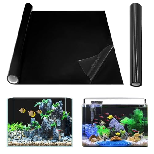 Gohytal Aquarium Poster, 200x40cm PVC Statisch Haftender Aquarium Hintergrund Schwarzer Generisch Aquarium Rückwandfolie Selbstklebende Folie Vinyl Hintergrund für Aquarium Rückwand Terrarium Rückwand von Gohytal