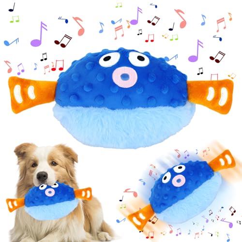 Gohytal Interaktives Hundespielzeug, Hundepfeife Hochfrequenz Lautlos,Sound Bouncing,Abnehmbar und Waschbar,Kaubar Spielerisch, Active Moving Pet Plush Toy, Interaktives Spielzeug für Haustiere (Blau) von Gohytal