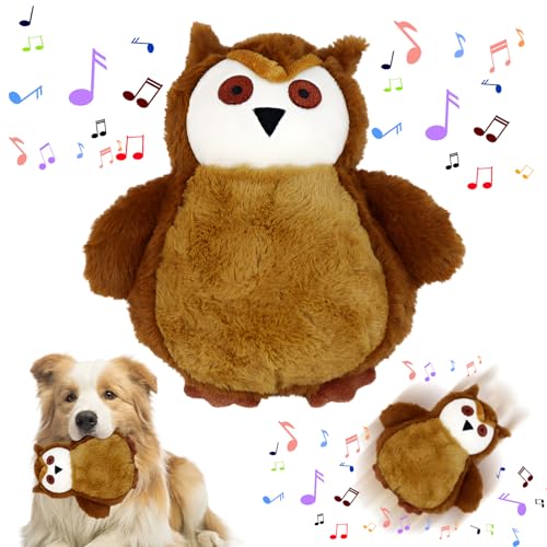 Gohytal Interaktives Hundespielzeug, Hundepfeife Hochfrequenz Lautlos,Sound Bouncing,Abnehmbar und Waschbar,Kaubar Spielerisch, Active Moving Pet Plush Toy,Interaktives Spielzeug für Haustiere (Eulen) von Gohytal