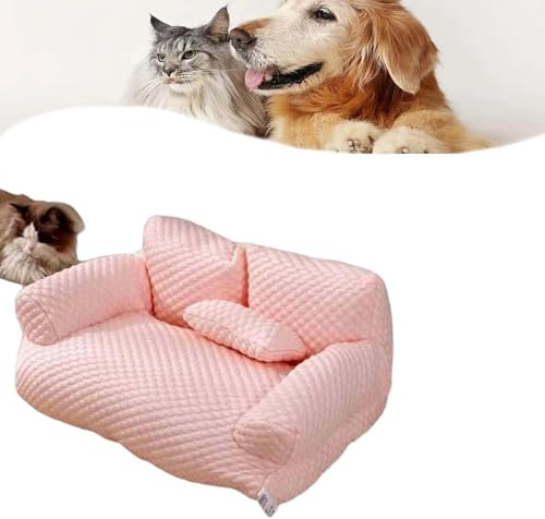 Gokame Kühlendes Haustierbett aus Eisseide, atmungsaktiv, waschbar, Hundesofa, Sommerschlafen, kühles Eisseidenbett für kleine, mittelgroße und große Hunde und Katzen, waschbar (Pink, L) von Gokame