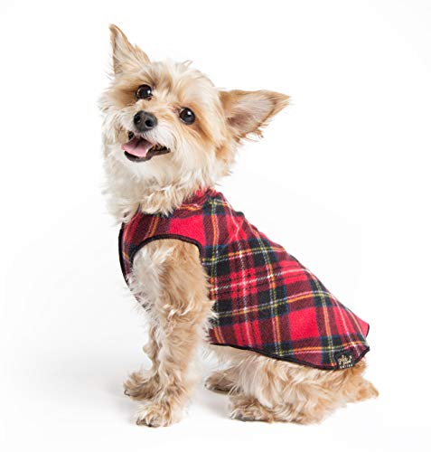 GoldPaw Stretch Fleece Pullover-Red Plaid-Size 8 von Gold Paw