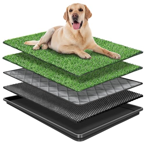 GoldOuya 60 x 90 cm Hundegras-Pad mit Tablett für Innen-und Außenbereich,große Hunde-Töpfchentraining ist EIN komplettes Töpfchensystem Gras-Pinkelpads für Hunde mit Tablett ist wiederverwendbar von GoldOuya