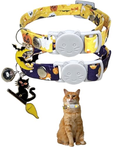 GoldTiger Halloween-Katzenhalsbänder mit Anhänger und Glöckchen, verstellbare Katzenhalsbänder mit Sicherheitsschnalle, Urlaubskatzenhalsband für Mädchen und Jungen, verstellbar von 20 - 30 cm, 2 GoldTiger Halloween-Katzenhalsbänder mit Anhänger und Glöckchen, verstellbare Katzenhalsbänder mit Sicherheitsschnalle, Urlaubskatzenhalsband für Mädchen und Jungen, verstellbar von 20 - 30 cm, 2 von GoldTiger